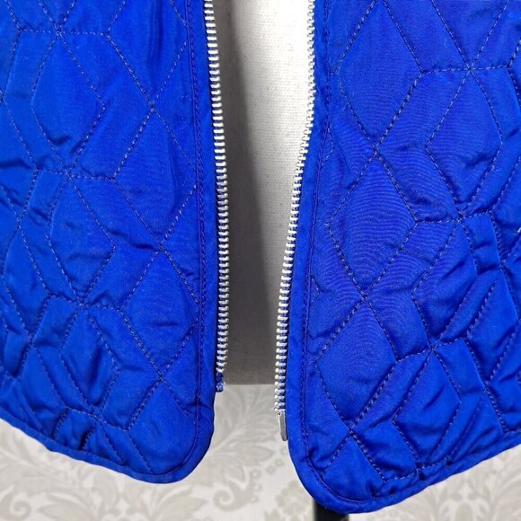 Chico's Size 2 (US Med) Cobalt Blue Sleeveless Vest Pockets Diamond Quilted - Picture 3 of 11